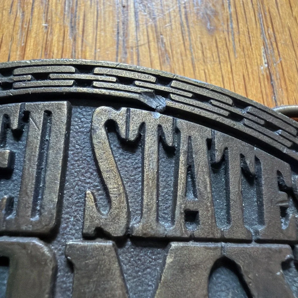 United States Army Military Enlisted Soldiers Vintage Brass‎ Tone Belt Buckle